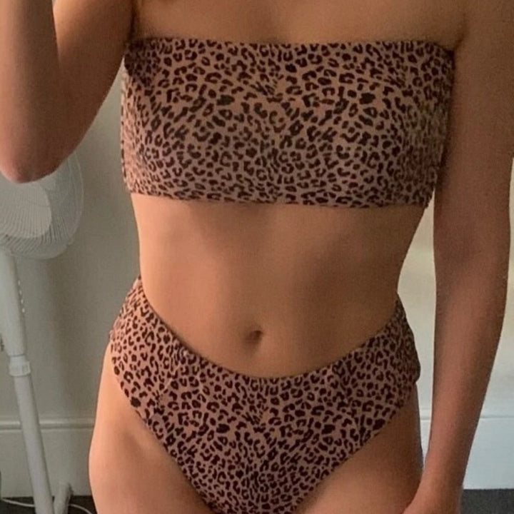 Dame Bandeau-bikini med høj skridtlængde Skovae