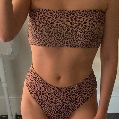 Dame Bandeau-bikini med høj skridtlængde Skovae