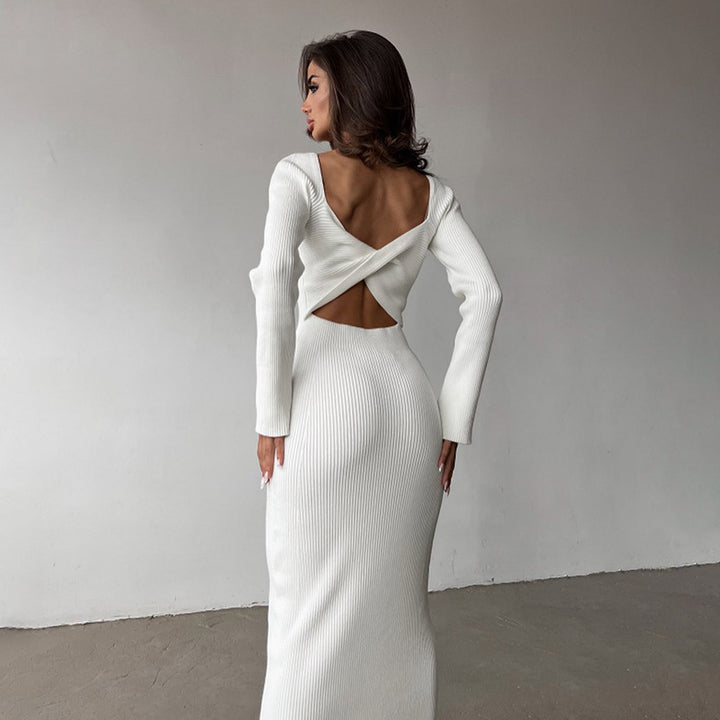 Dame Cut-Out Midi-Kjole med Knoten-Detail og figursyet Snit Stilla