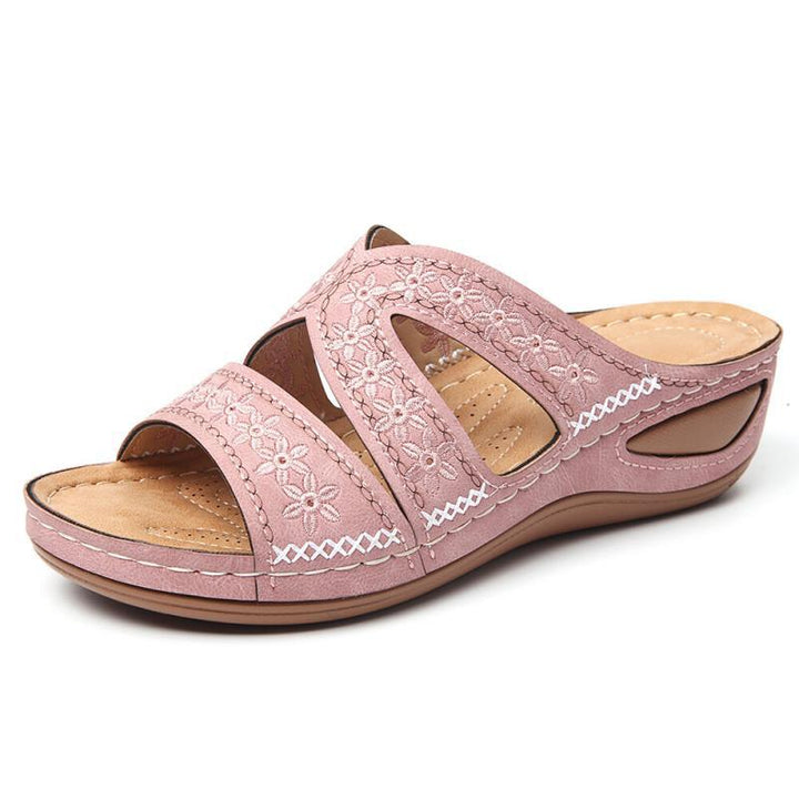 Dame Wedge-sandaler med floral broderi og anatomisk fodbede Stilla
