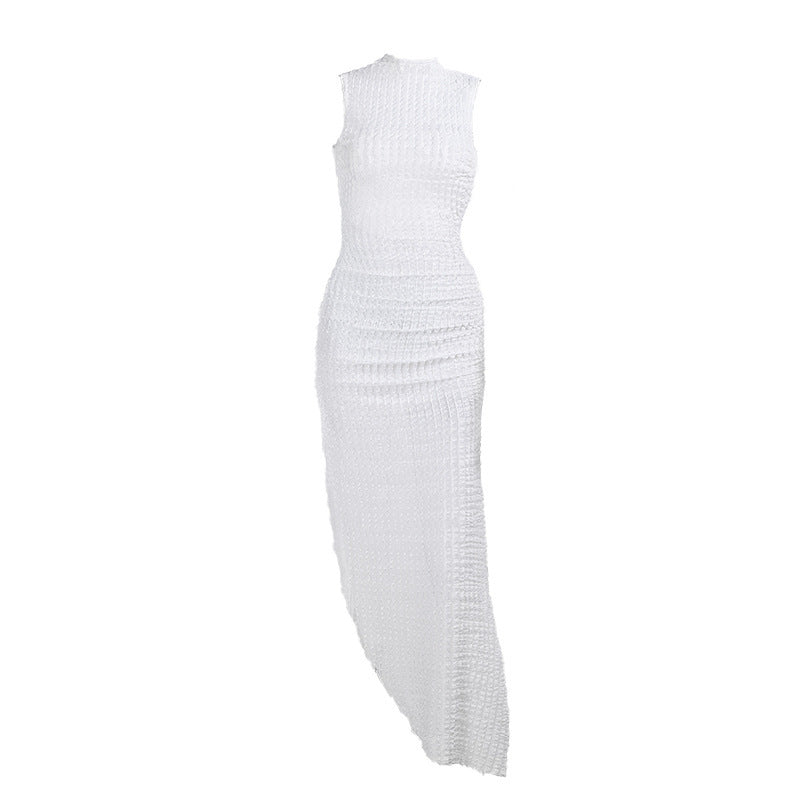 Dame Rynke Side Slids Midi Kjole Stilla