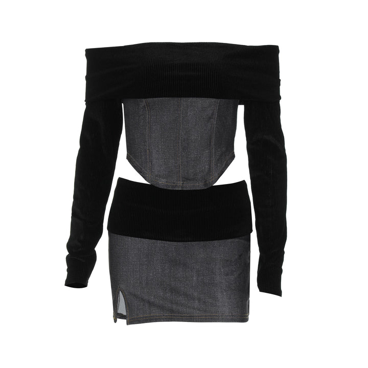 Dame Off-Shoulder Jeanskjole med figursyet design og raffinerede detaljer Stilla