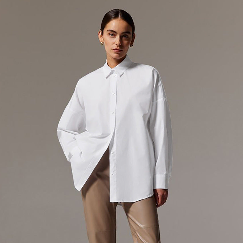 Dame Oversized Businessskjorte med elegant krave og legende snit Stilla