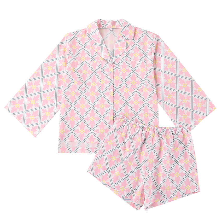 Dame fritids-pyjama-sæt med luftige ærmer og elastisk talje Stilla