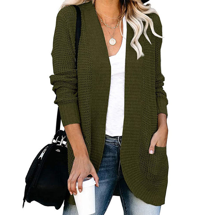 Dame casual strikcardigan med lommer og åben front Stilla