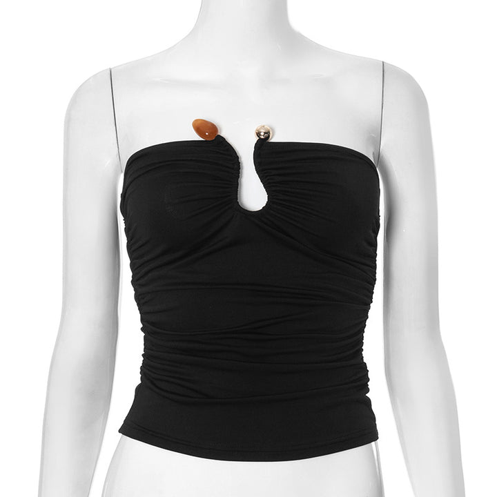 Dame Bandeau-top med ruching og elegante udsmykninger Stilla