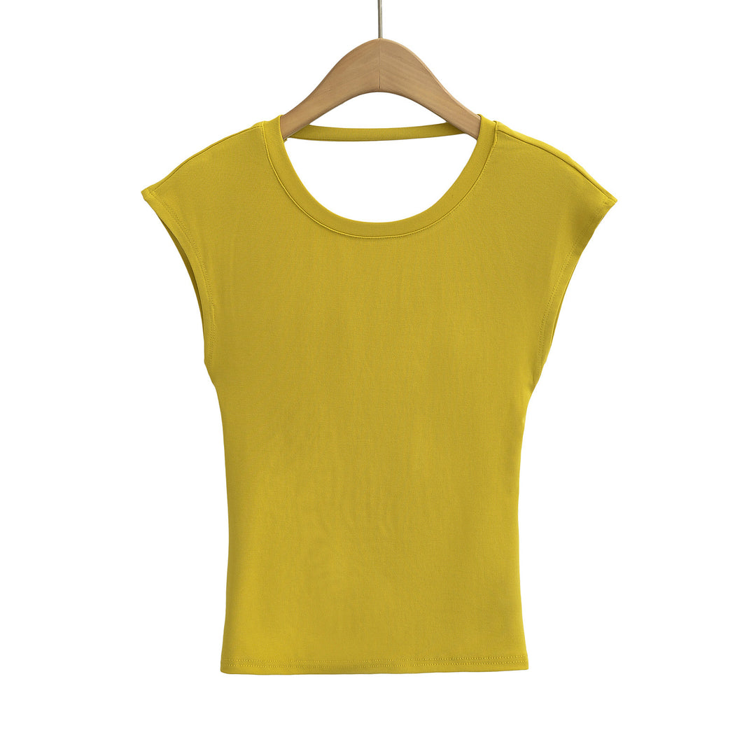 Dame moderne muskelshirt med elegant rund halsudskæring og asymmetrisk søm Stilla