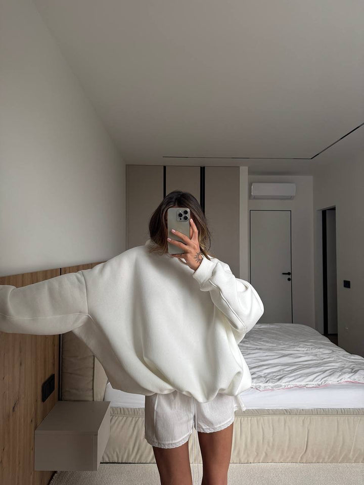 Kvinder oversized hoodie med brede ærmer og ribbet kant Skovae