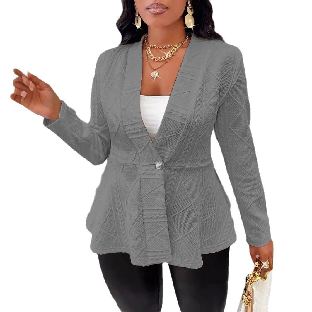 Dame struktureret blazer-top med figursyet snit og elegant revers Stilla