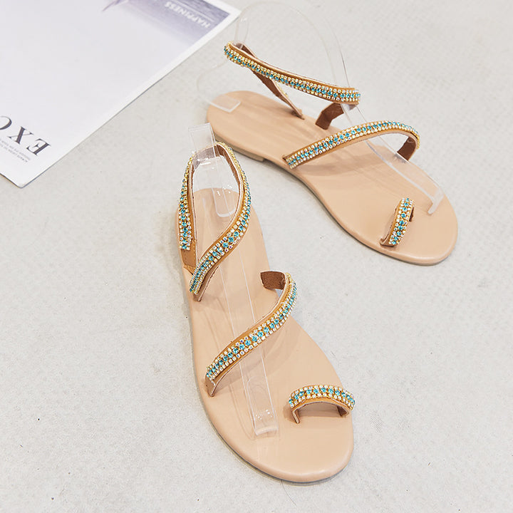 Dame elegante sandaler med krystaldekorationer og gennemsigtig overflade Stilla