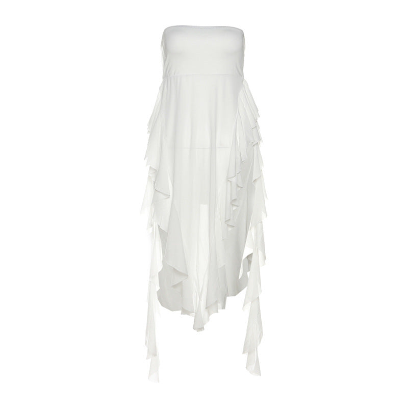 Dame Off-Shoulder Maxikjole med voluminøse Ruffles-detaljer Stilla