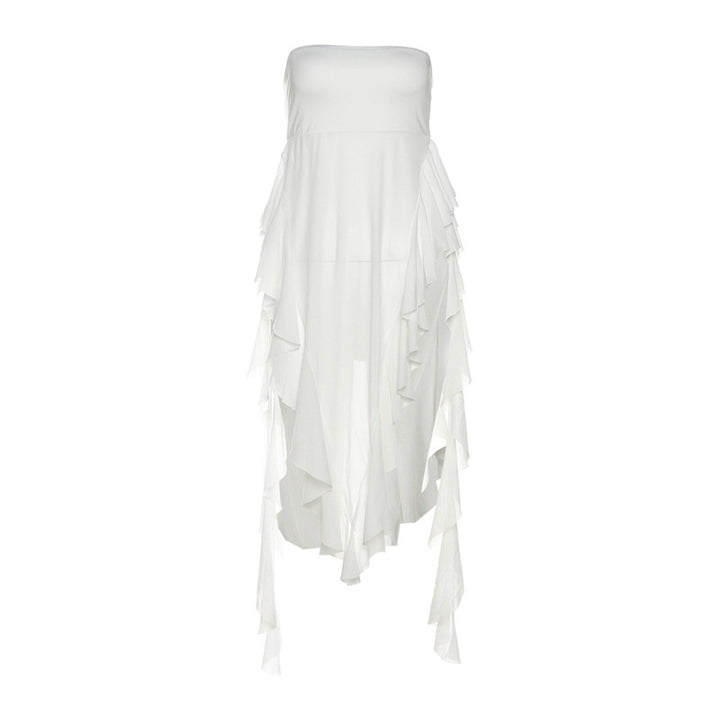 Dame Off-Shoulder Maxikjole med voluminøse Ruffles-detaljer Stilla