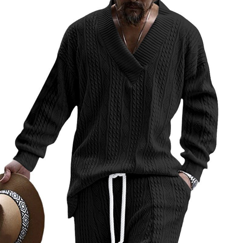 Herrer grovstrik pullover med V-hals og afslappet pasform Stilla