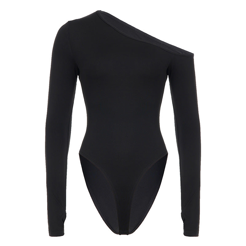 Dame Langærmet Bodysuit med smart Off-Shoulder Design og tætsiddende Silhouette Skovae