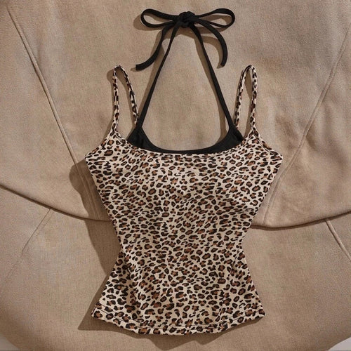 Dame Let top med leopardmønster Skovae