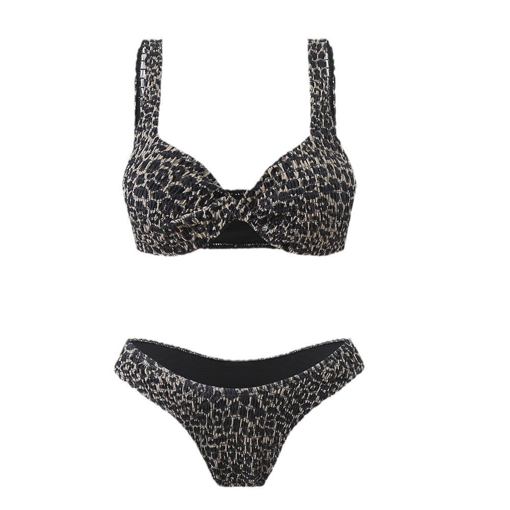 Damer Triangel-Bikini-Sæt med moderne indpakningsdesign og elastiske stropper Stilla