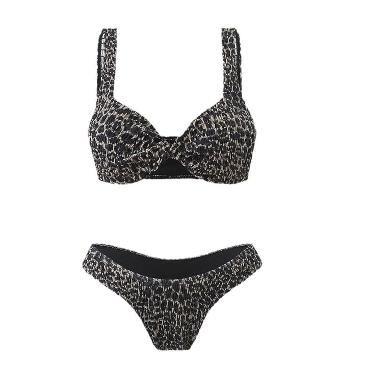 Damer Triangel-Bikini-Sæt med moderne indpakningsdesign og elastiske stropper Stilla