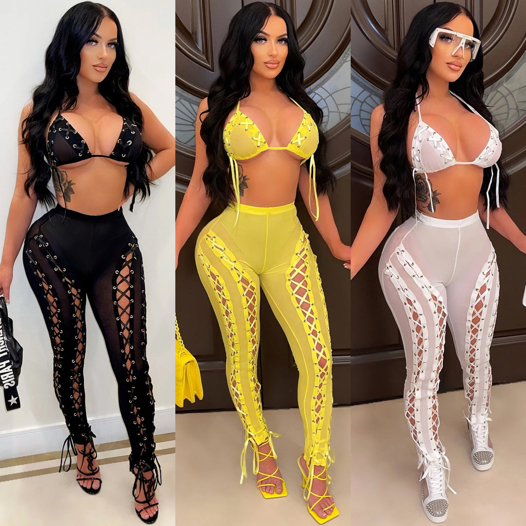 Dame Sporty Crop-Top og High-Waist Leggings Sæt Stilla