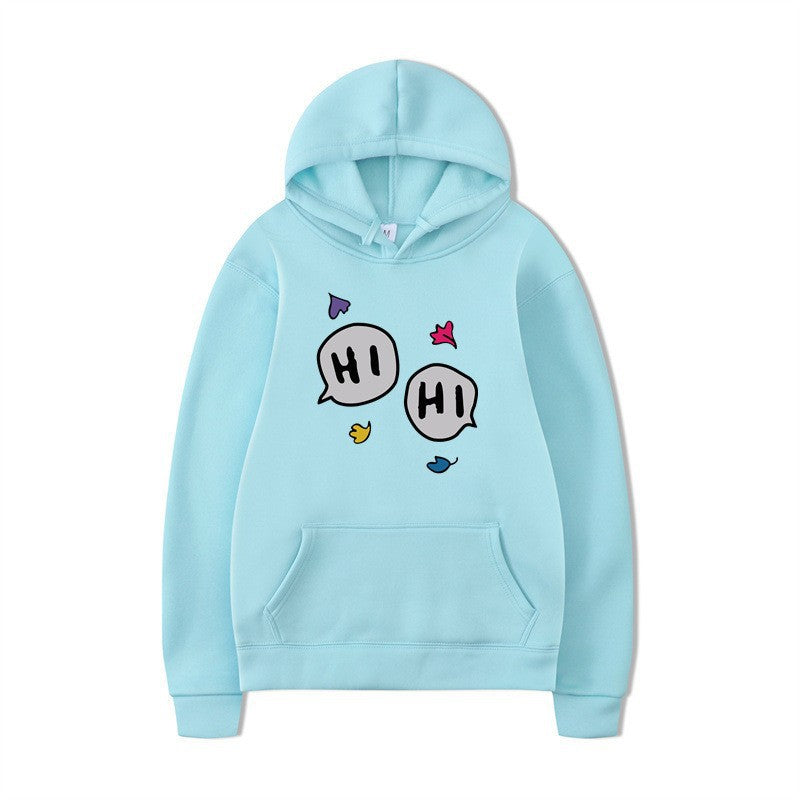 Dame hoodie med kreativt tegneserie design og kenguru lomme Skovae