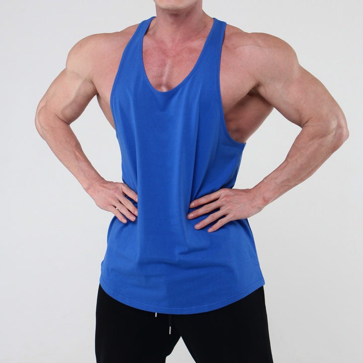 Herren Fitness Tanktop i åndbart bomuldsblandingsmaterial med racerback-snit Stilla