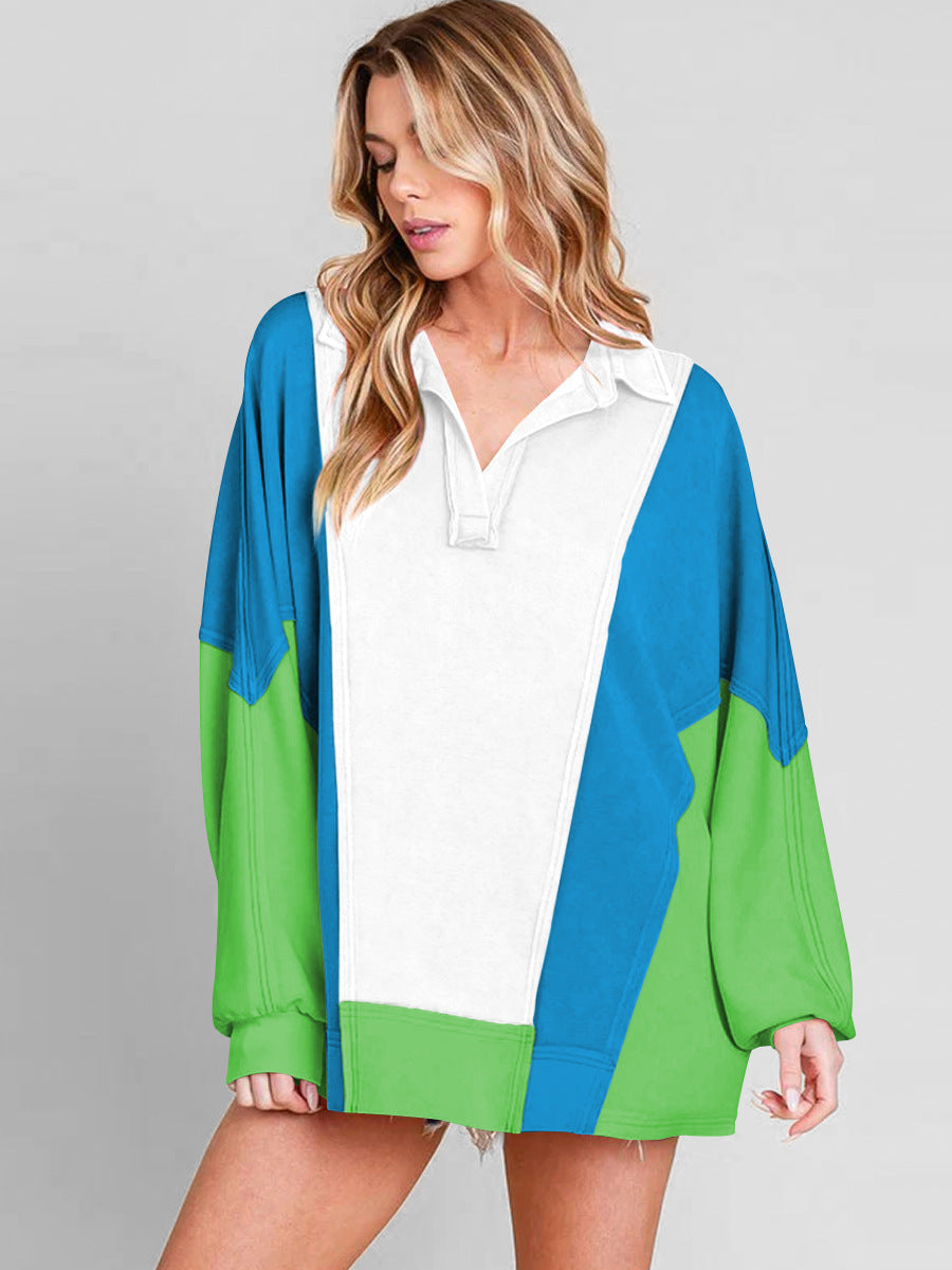 Dame Oversized Poloshirt med farverigt design og afslappet snit Stilla