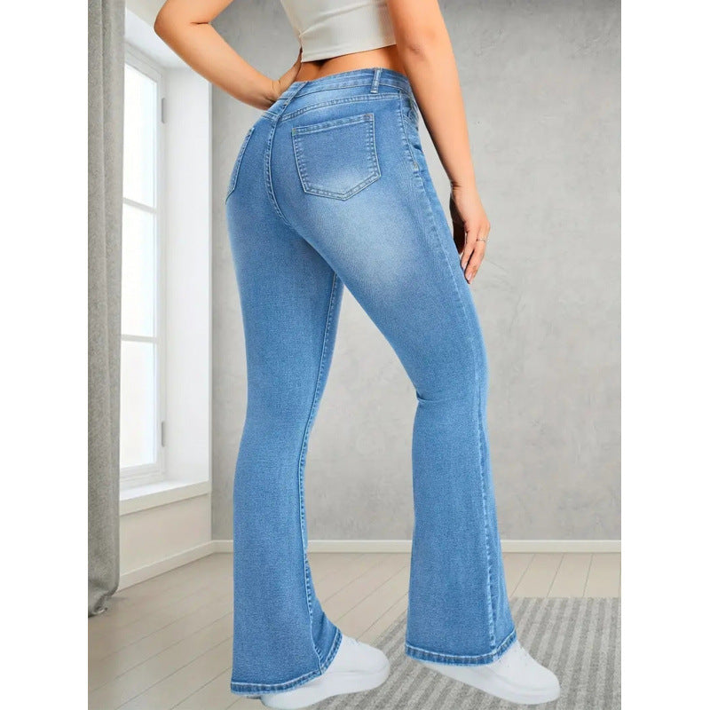Dame Bootcut Jeans med høj talje og moderne vask Skovae