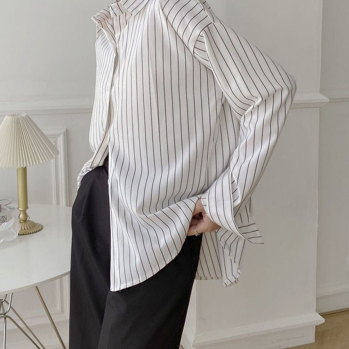 Kvinder Klassisk Skjorte Bluse med Fine Striber Stilla