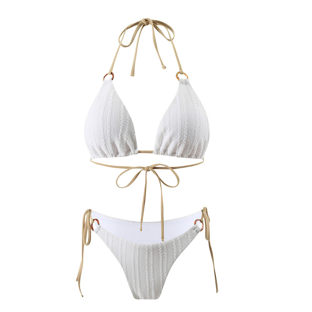 Dame triangel-bikini-sæt med struktureret strikoverflade og justerbare stropper Stilla