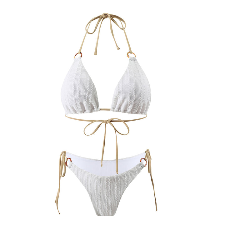 Dame triangel-bikini-sæt med struktureret strikoverflade og justerbare stropper Stilla