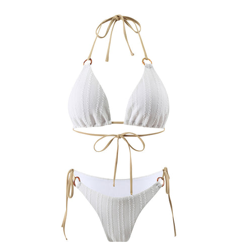 Dame triangel-bikini-sæt med struktureret strikoverflade og justerbare stropper Stilla