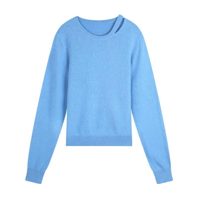 Dame elegant strikpullover med asymmetrisk detalje og blødt materiale Stilla