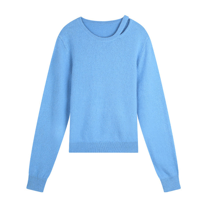 Dame elegant strikpullover med asymmetrisk detalje og blødt materiale Stilla