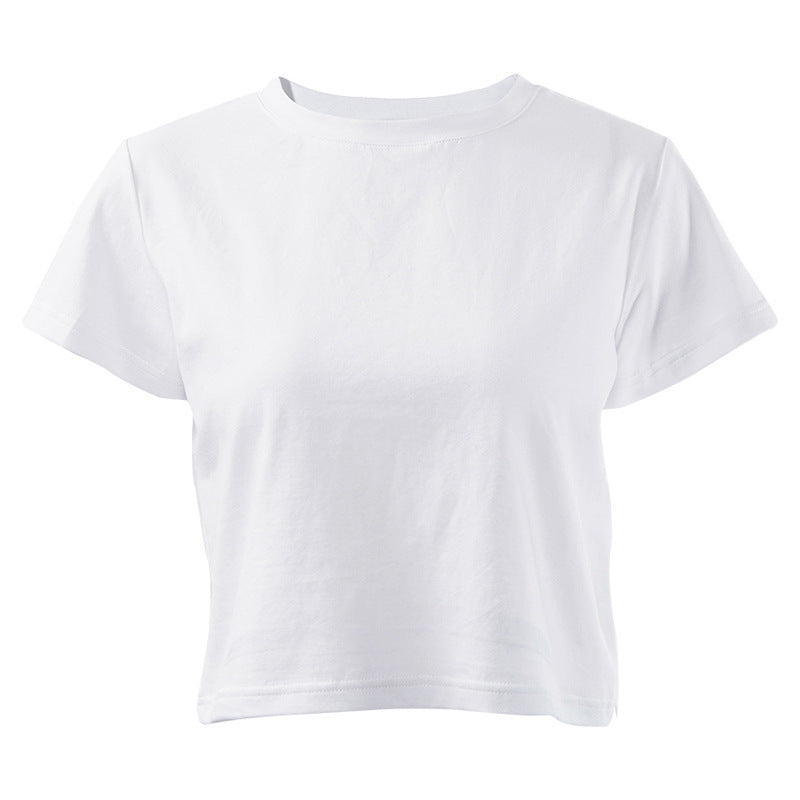 Dame Crop-Top i høj kvalitet bomuld med rund halsudskæring Stilla