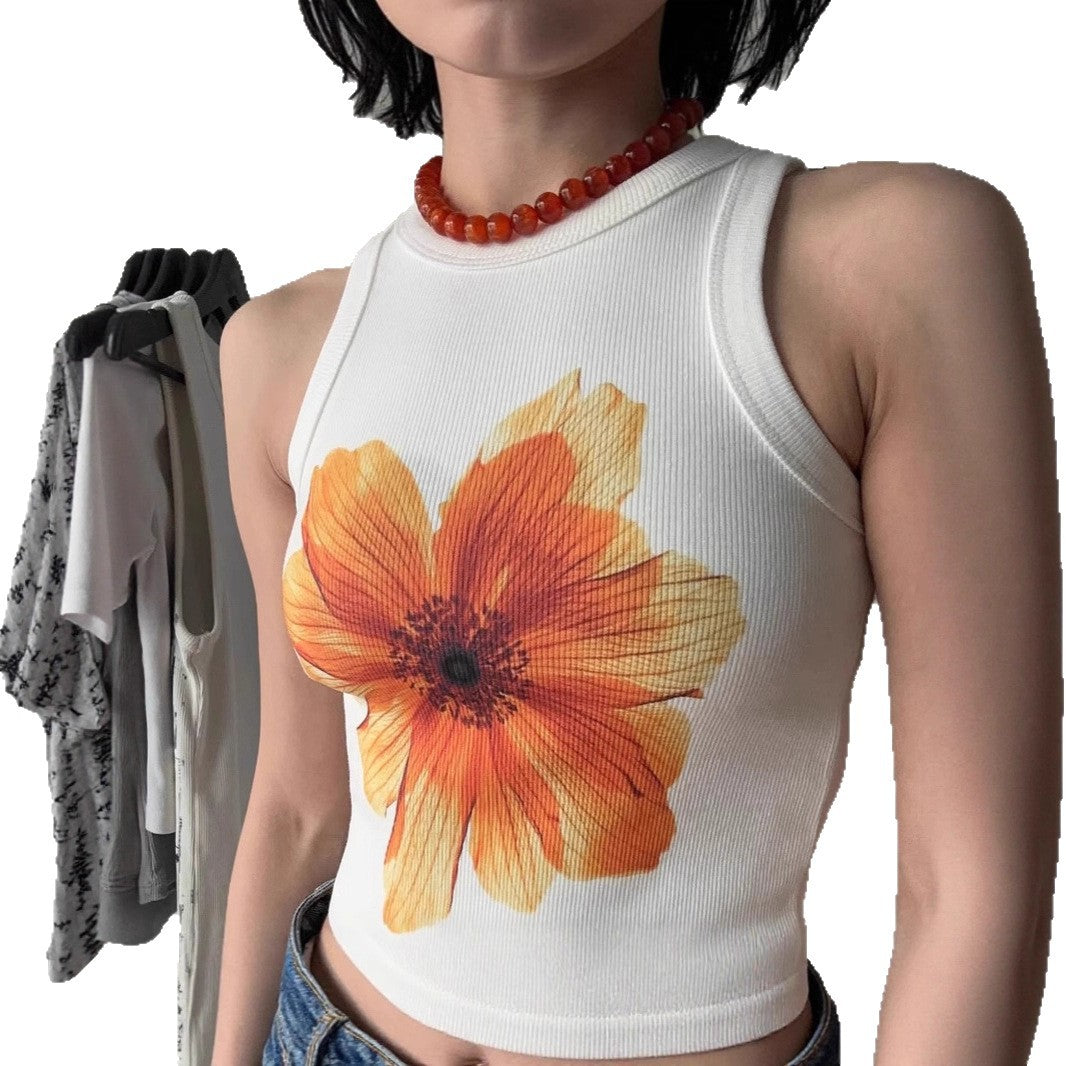 Damen ärmelloses Oberteil mit floralem Stickdesign Skovae