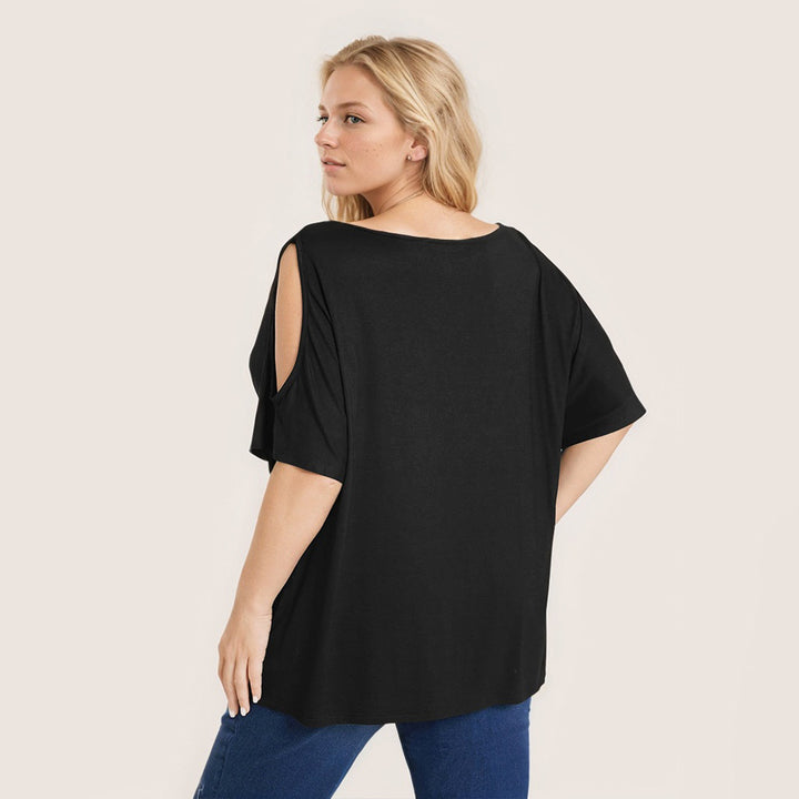 Dame afslappet V-udskæring top med off-shoulder design Stilla