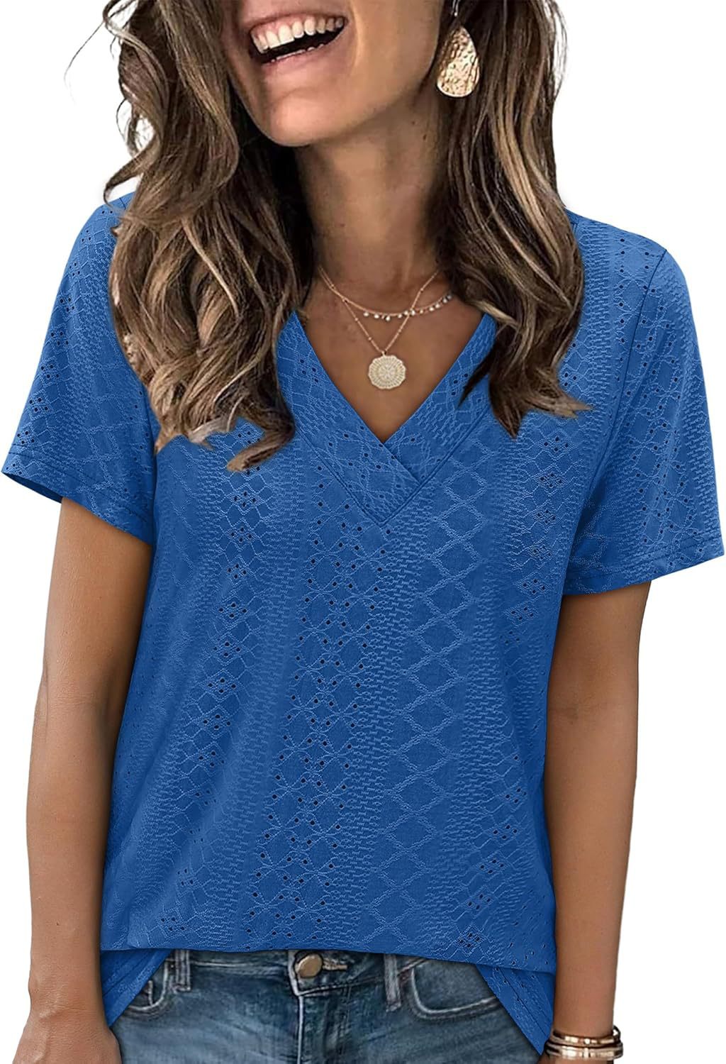 Dame V-hals Blonde-detalje Top Stilla