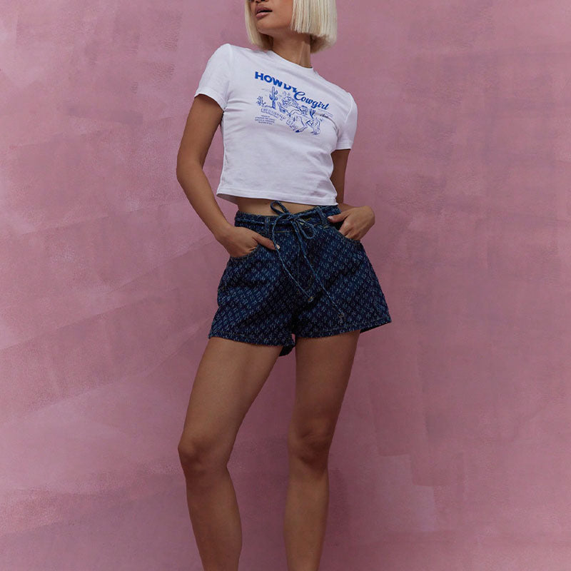Dame denim shorts med justerbar talje og afslappet pasform Stilla
