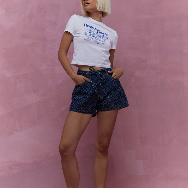 Dame denim shorts med justerbar talje og afslappet pasform Stilla
