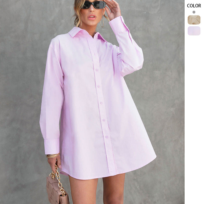 Kvinders langærmede bluse i oversized snit med komfortable brystlommer og afslappet design Stilla