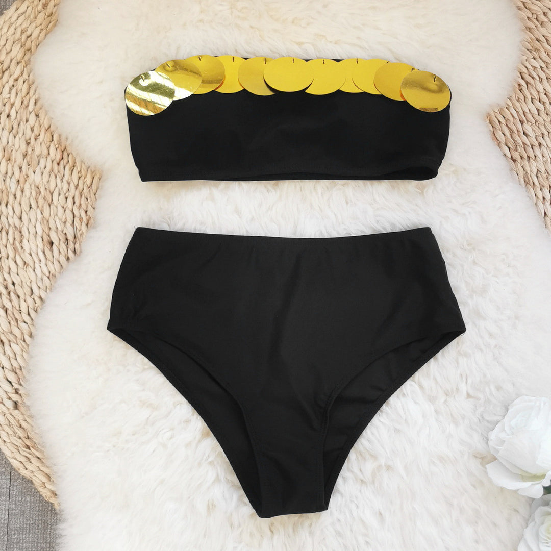Dame Bikini-sæt med trendy cropped-form og glitrende palietter Stilla