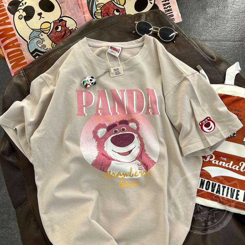Dame T-shirt med kreativt panda-motiv og afslappet oversized-snit Stilla