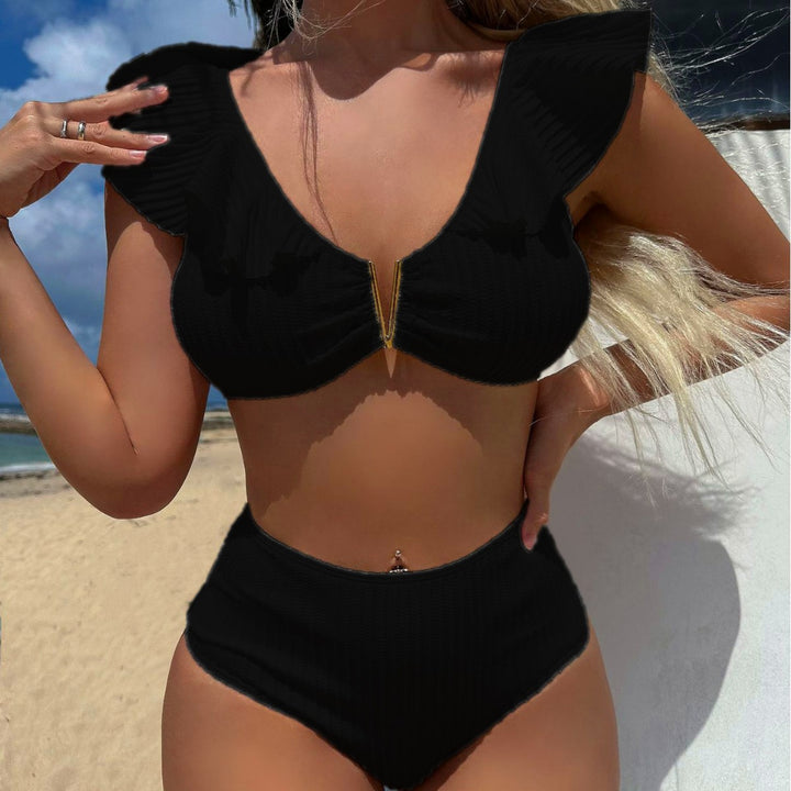Dame højtaljet bikini med legende flæsedetaljer Skovae