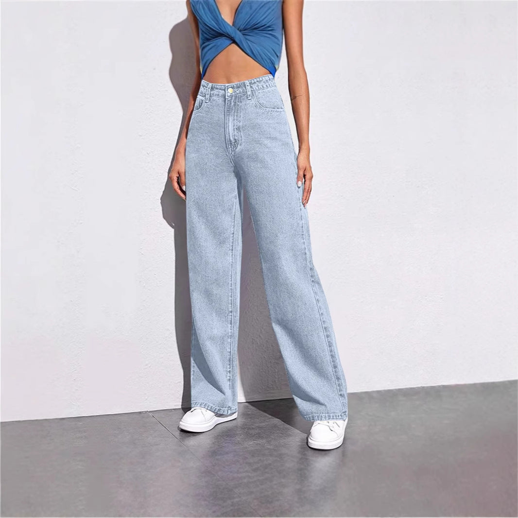 Dame brede jeans med høj talje og moderne snit Stilla