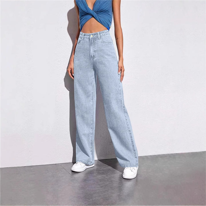 Dame brede jeans med høj talje og moderne snit Stilla