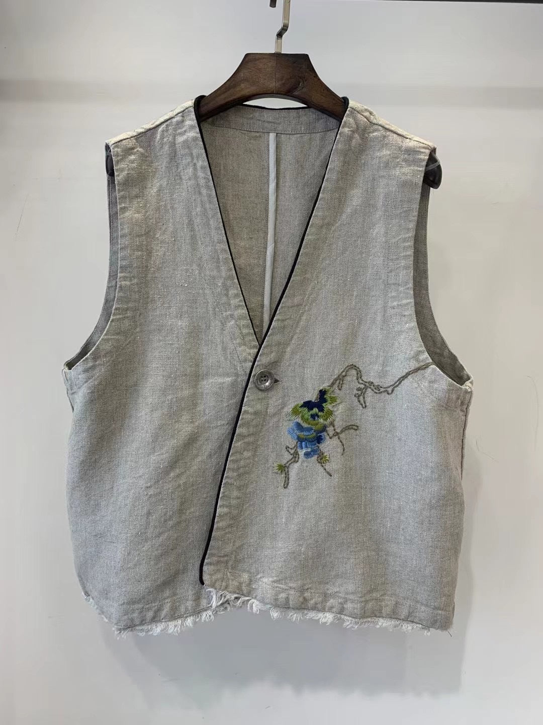 Femme Stilfuld Broderet Denim Veste Stilla