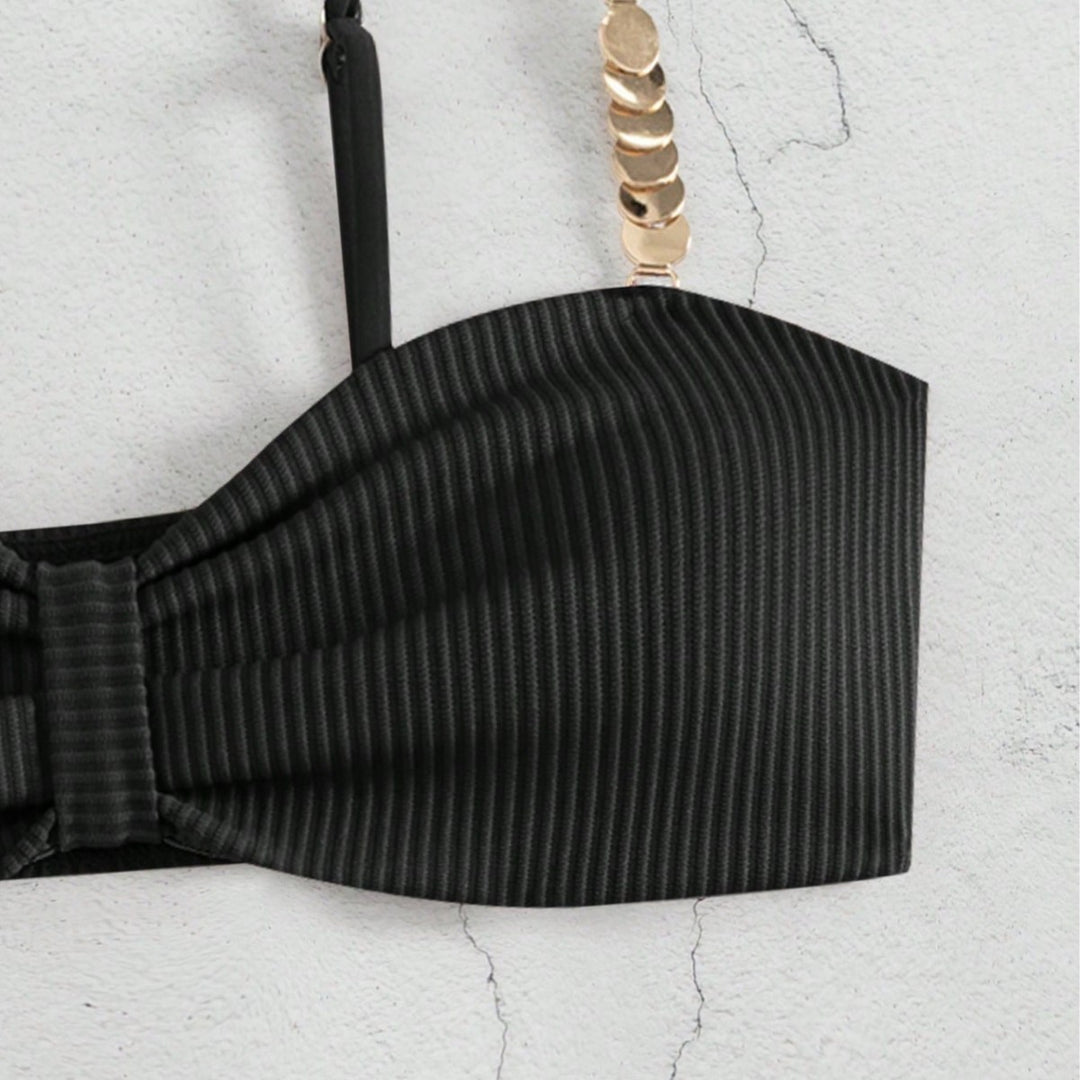 Dame Bustier-Bikini med elegant sløjfe-design og moderigtige accenter Skovae