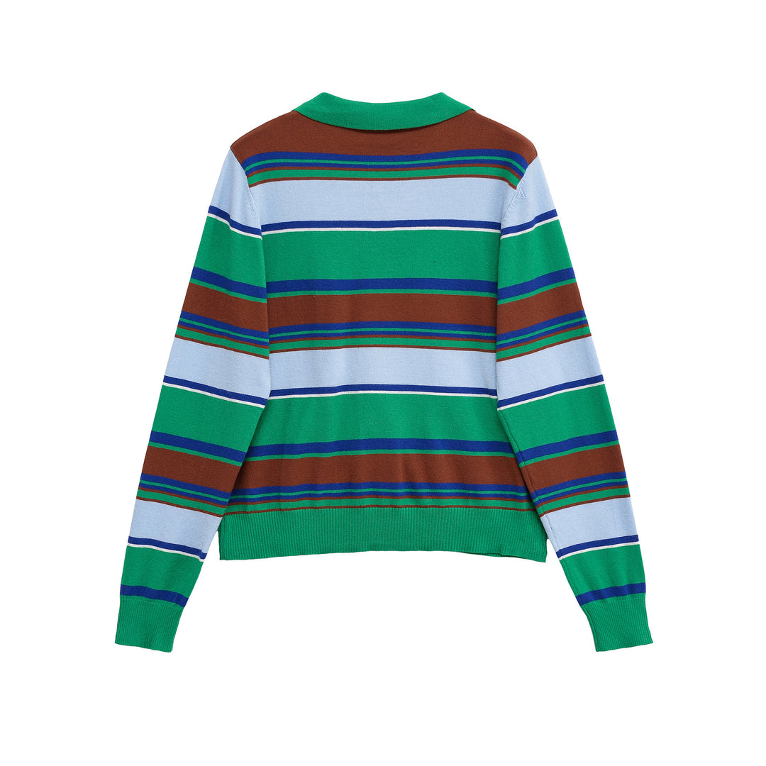 Dame cardigan med kreativ stribemønster Stilla