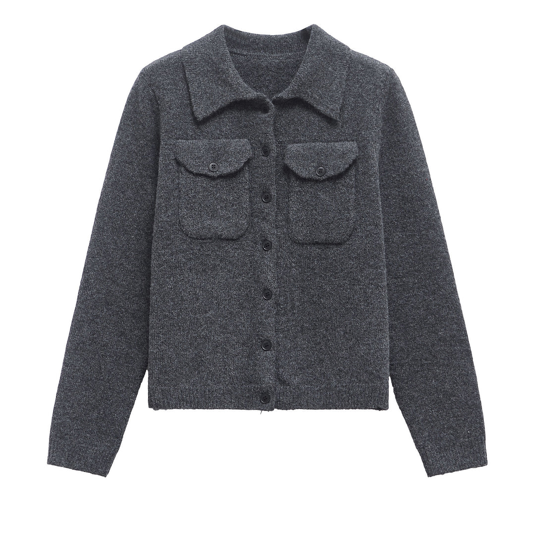 Femme Struktur Strik-Cardigan med dobbelt lomme-detalje Stilla