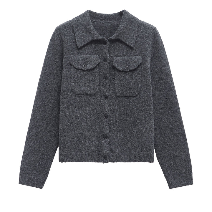 Femme Struktur Strik-Cardigan med dobbelt lomme-detalje Stilla