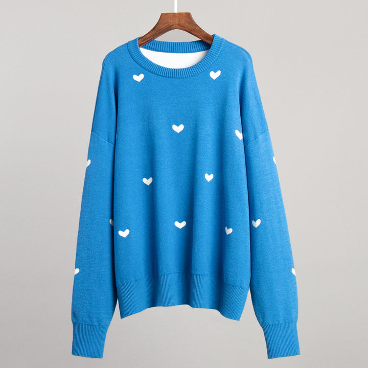 Kvindernes hyggelige oversized sweater med hjerte mønster Stilla